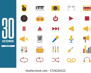 Music icons set 35 flat icons