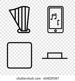 Music icons set. set of 4 music outline icons such as stop