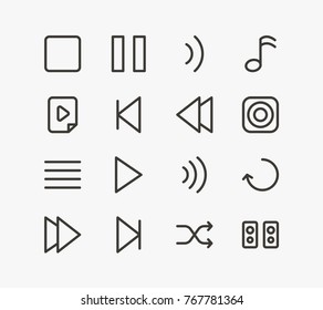 Music icons set with backward, repeat and volume. Set of music icons set sheet related vector elements of music icons set for web mobile logo UI design.