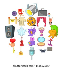 Music icons set. Cartoon set of 25 music vector icons for web isolated on white background