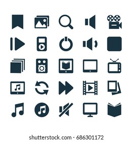 Music Icons Set. Collection Of Album, Pause, Palmtop And Other Elements. Also Includes Symbols Such As Palmtop, Video, Search.