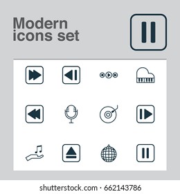 Music Icons Set. Collection Of Dance Club, Note Donate, Following Music And Other Elements. Also Includes Symbols Such As Music, Back, Ball.