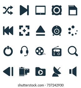 Music Icons Set. Collection Of Memory, Filmstrip, Waiting And Other Elements. Also Includes Symbols Such As Waiting, Palmtop, End.