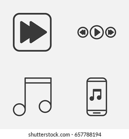 Music Icons Set. Collection Of Note, Following Song, Music Control And Other Elements. Also Includes Symbols Such As Note, Music, App.