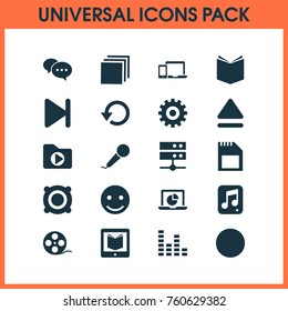 Music Icons Set With Datacenter, Smile, Gear And Other Infographic Elements. Isolated Vector Illustration Music Icons.