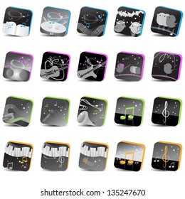 Music Icons - Set - Isolated On White Background - Vector Illustration, Graphic Design Editable For Your Design. Singing Birds. Logo Symbols