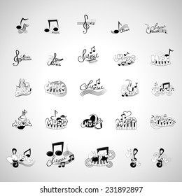 Music Icons Set - Isolated On Gray Background - Vector Illustration, Graphic Design Editable For Your Design