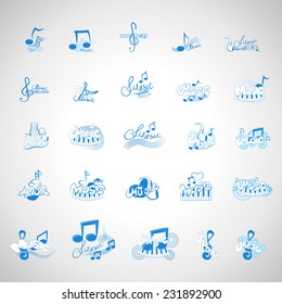 Music Icons Set - Isolated On Gray Background - Vector Illustration, Graphic Design Editable For Your Design