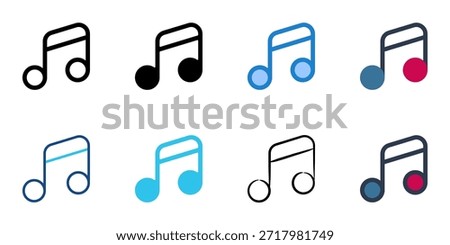 Music icons set multiple style collection. Editable stroke 
