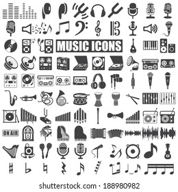 music icons set on white background. Vector