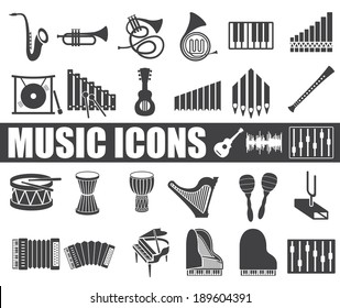 music icons set on white background. Vector