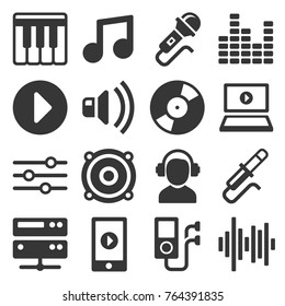 Music Icons Set on White Background. Vector