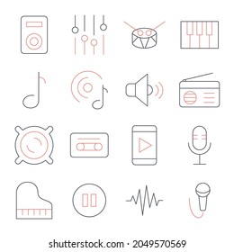 music icons set. music  pack symbol vector elements for infographic web