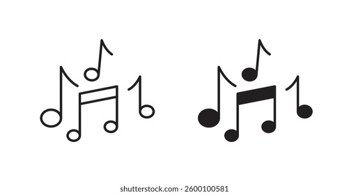 music icons set in solid black and stroke line style