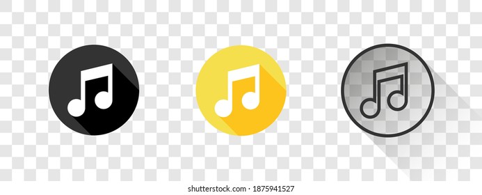 Music icons set. Music icons three different style on transparent background. Concept logo. Trendy design. Vector illustration