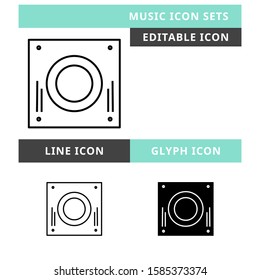 Music icons set vector design, modern editable line and  glyph icon, black colour and isolated for icon presentation, website and banner
