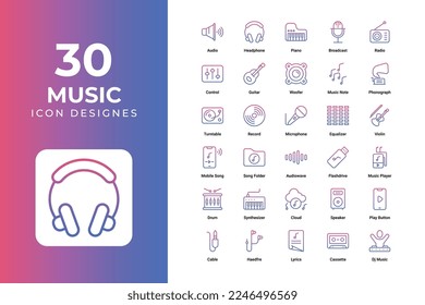 Music Icons Set vector design