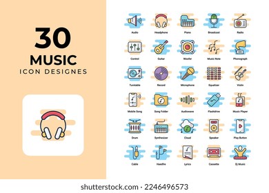 Music Icons Set vector design
