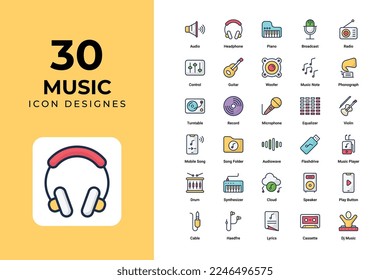 Music Icons Set vector design