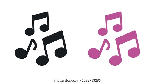 Music icons set vectors black and colored style