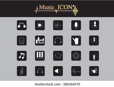 Music Icons set with White Background, Vector Illustration