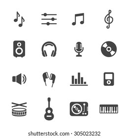 Music icons. Simple flat vector icons set on white background