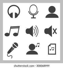 Music icons, simple and thin design