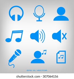 Music icons, simple and thin design