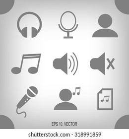 Music icons, simple and thin design