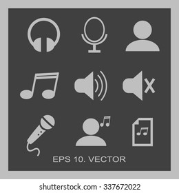 Music icons, simple and thin design