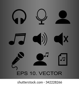 Music icons, simple and thin design