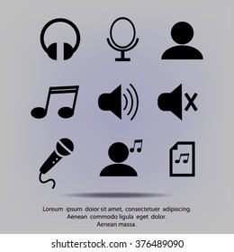Music icons, simple and thin design