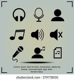 Music icons, simple and thin design