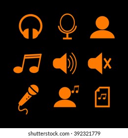 Music icons, simple and thin design