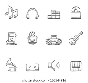 Music icons in sketch.