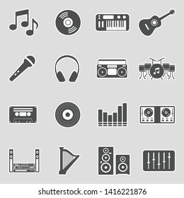 Music Icons. Sticker Design. Vector Illustration.