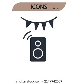 símbolos de iconos de música elementos vectoriales para web infográfica