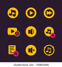 music icons, vector buttons