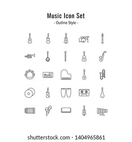 music icons vector. music icon set. outline icon style design
