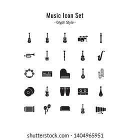music icons vector. music icon set. glyph icon style design