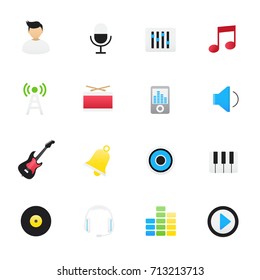 Music Icons. Vector Illustration Color Icons Flat Style.