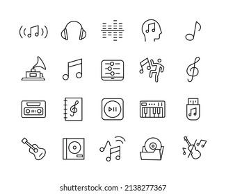 Music Icons - Vector Line. Editable Stroke. 