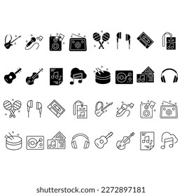 Music icons vector set. musical instruments illustration sign collection. sound symbols.