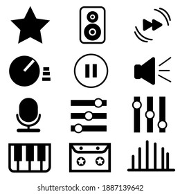 Iconos de música con trazo editable de fondo blanco