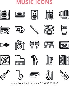 music iconset with outline style