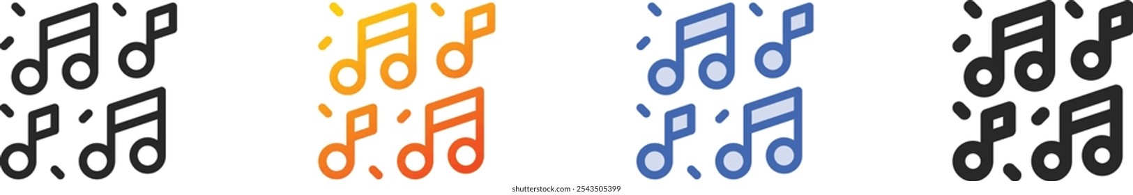 music icon.Thin Linear, Gradient, Blue Stroke and bold Style Design Isolated On White Background