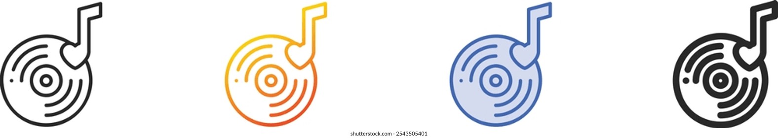 music icon.Thin Linear, Gradient, Blue Stroke and bold Style Design Isolated On White Background