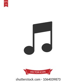 Music icon.Tone vector .Music note sign isolated on white background.Simple  illustration for web and mobile platforms.