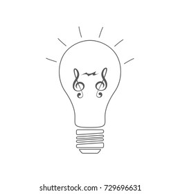 Music idea bulb with treble clef. Abstract musical idea icon. Vector illustration for music design. Isolated background. EPS.