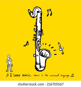 music illustration / hand drawn in vector / yellow background version